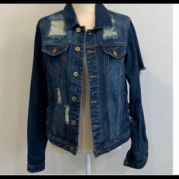 Mono B Jackets & Blazers - Mono B Distressed Denim Jacket